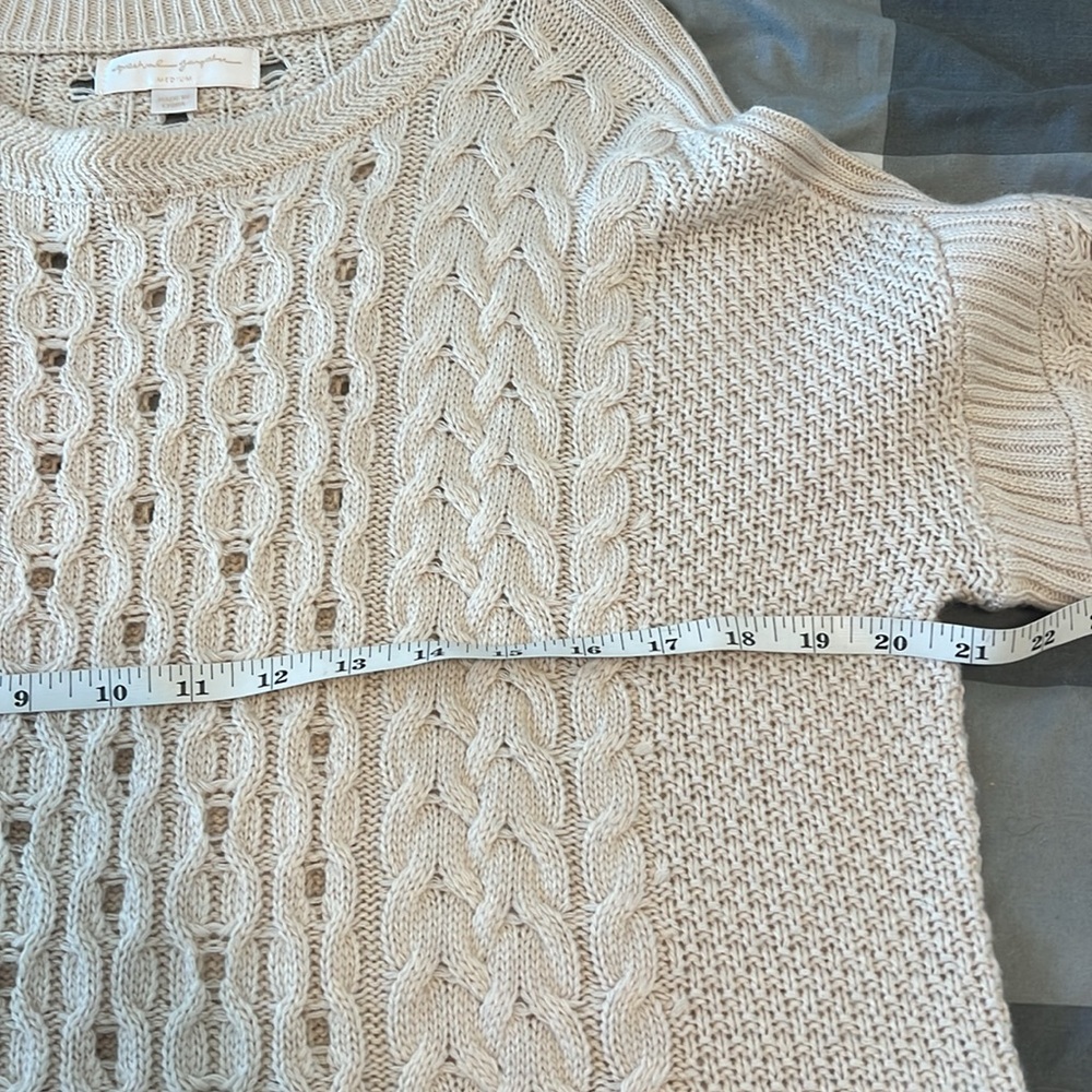Spiritual Gangster Gemma Cable Knit Sweater Wool Alpaca White Sand Medium - Picture 11 of 13